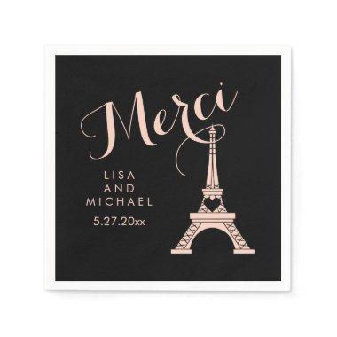 Paris Eiffel Tower Wedding Black and Pink Merci Napkins