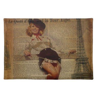 Paris eiffel tower western country cowgirl placemat