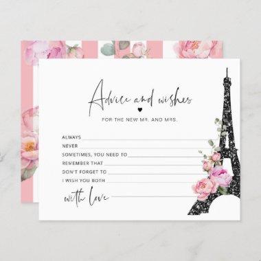Paris floral pink advice and wishes bridal Invitations