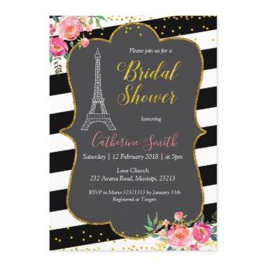 Paris Floral Romantic Bridal Shower Invitations