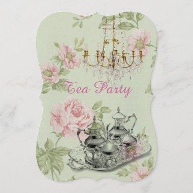 paris floral spring bridal shower tea party Invitations