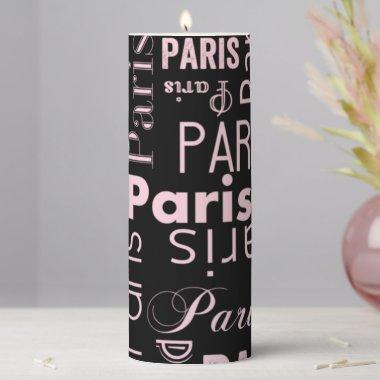 Paris pink and black paris theme pillar candle