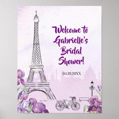 Paris Purple Iris French Event or Party Welcome Poster