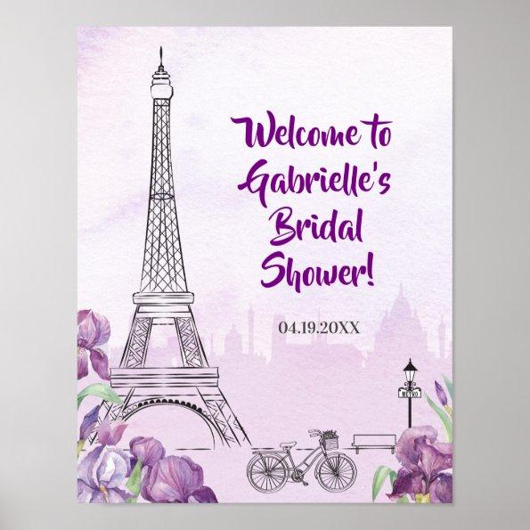 Paris Purple Iris French Event or Party Welcome Poster