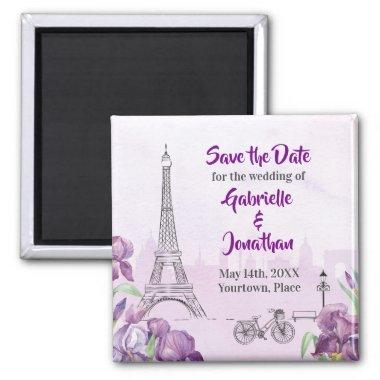 Paris Purple Iris French Save the Date Magnet