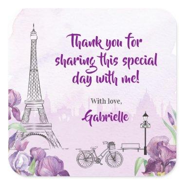Paris Purple Iris French Square Sticker