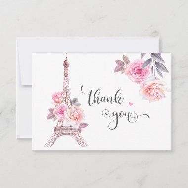 Paris Thank You Invitations, Floral Eiffel Tower