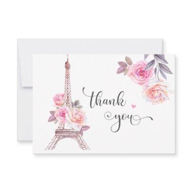 Paris Thank You Invitations, Floral Eiffel Tower