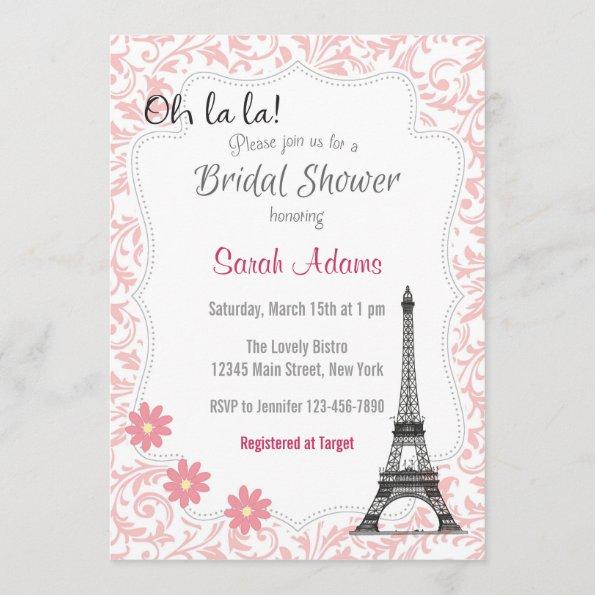 Paris Theme Bridal Shower Invitations