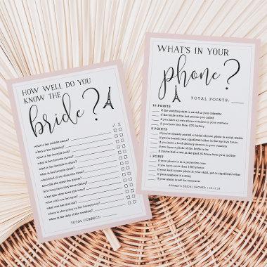 Paris Theme Double-Sided Bridal Shower Game Invitations