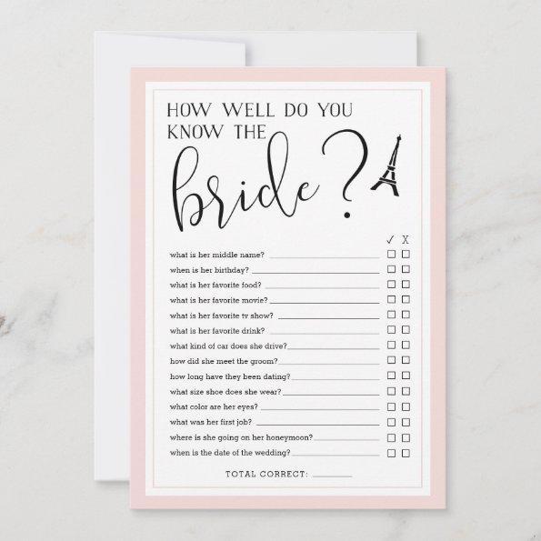 Paris Theme Double-Sided Bridal Shower Game Invitations