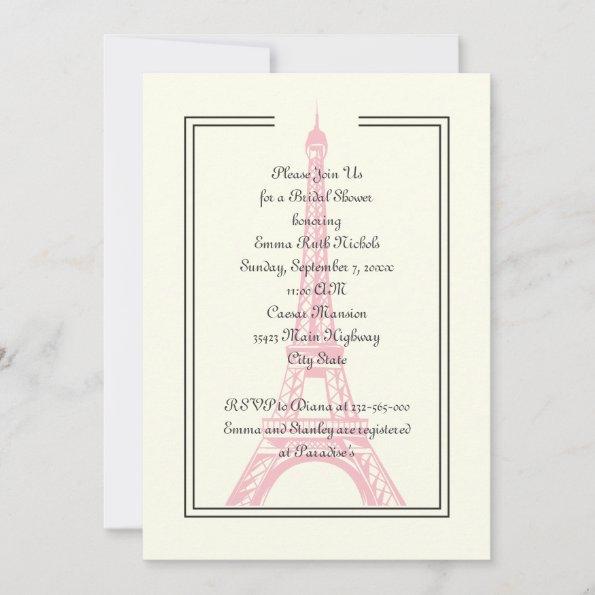 Paris wedding pink Eiffel Tower bridal shower Invitations