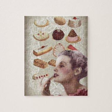 parisian bakery cupcake pastry retro cookies jigsaw puzzle