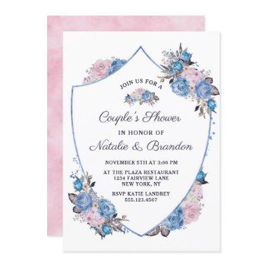 Parisian Charm Crest Frame Couple's Wedding Shower Invitations