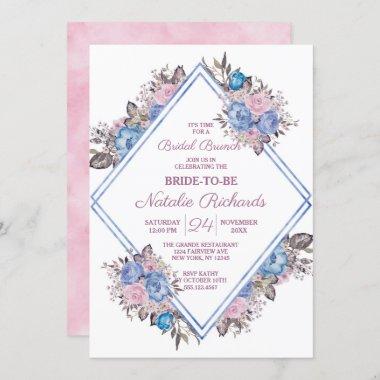 Parisian Charm Floral Diamond Bridal Brunch Shower Invitations