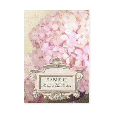 Parisian Pink Hydrangeas Table Number Place Invitations