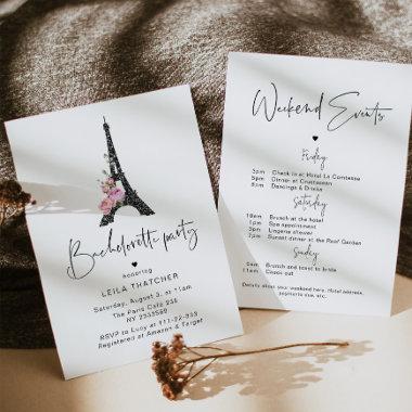 Parisian style minimalist bachelorette weekend Invitations