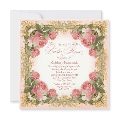 Parisian Vintage Rose Manor House Bridal Shower Invitations