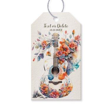 Party Colorful Flowers Guitar Music Instrument Gift Tags
