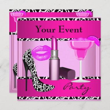 Party Event Shoes Pink Lipstick Invitations