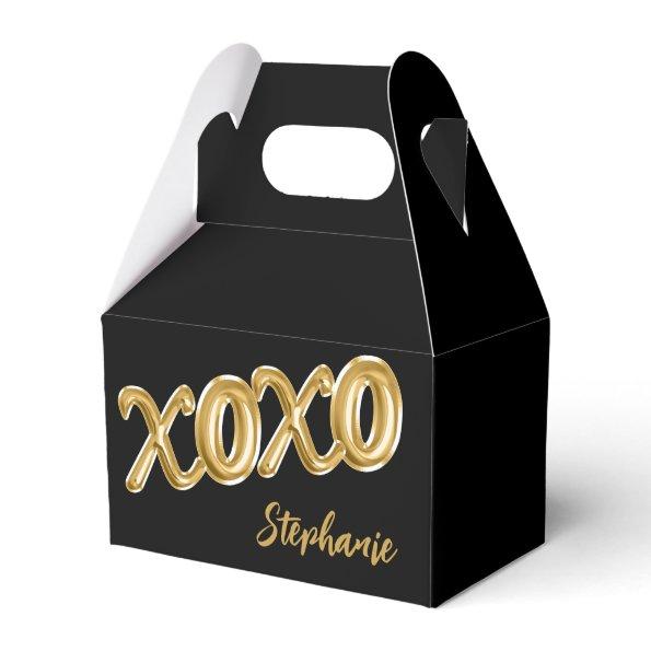 Party Favor XOXO Black Gold Foil Balloon Custom Favor Box