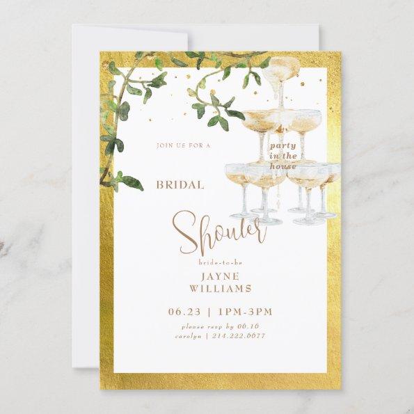 Party in the House Champagne Tower 2 Bridal Shower Invitations