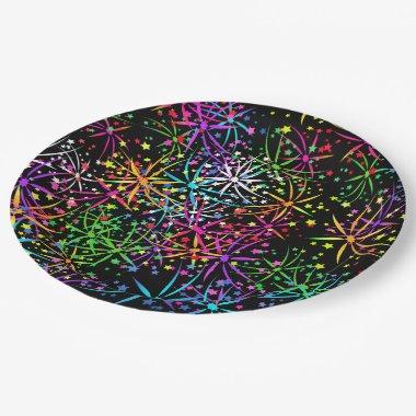 Party Paper plate rainbow fireworks stars