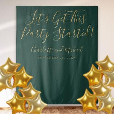 Party Started Emerald Green Gold Photo Backdrop