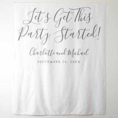 Party Started Gray Script Photo Backdrop