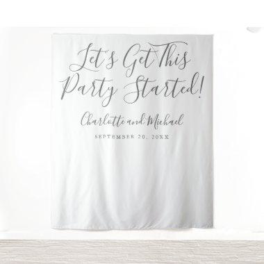 Party Started Gray Script Photo Backdrop