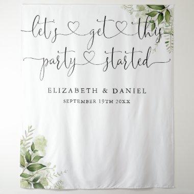 Party Started Greenery Wedding Photo Backdrop