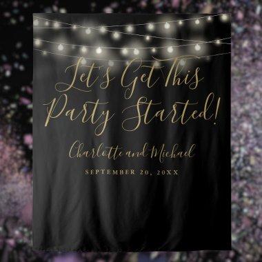 Party Started Lights Black And Gold Photo Backdrop