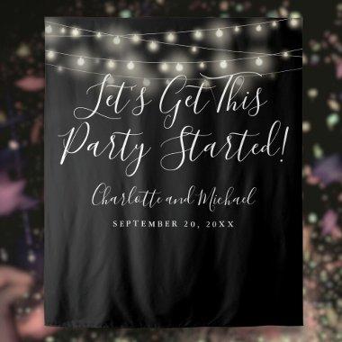 Party Started Lights Black White Photo Backdrop