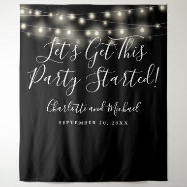 Party Started Lights Black White Photo Backdrop