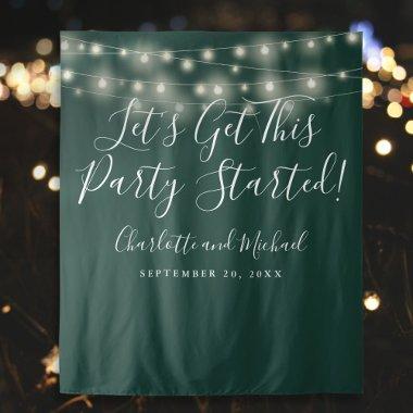 Party Started Lights Emerald Green Photo Backdrop