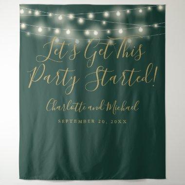 Party Started Lights Green And Gold Photo Backdrop