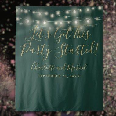 Party Started Lights Green And Gold Photo Backdrop
