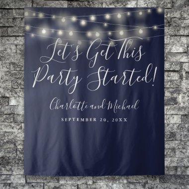 Party Started Lights Navy Blue Photo Backdrop