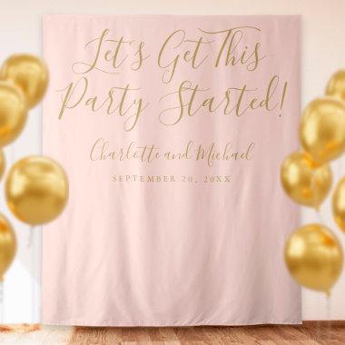 Party Started Script Blush Pink Gold Photo Prop Tapestry
