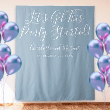 Party Started Script Dusty Blue Photo Backdrop