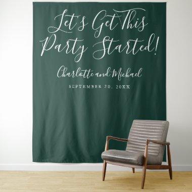 Party Started Script Emerald Green Photo Backdrop