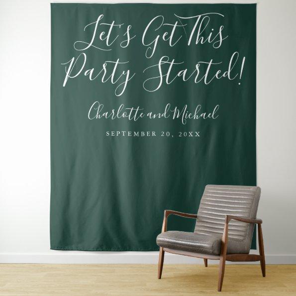 Party Started Script Emerald Green Photo Backdrop