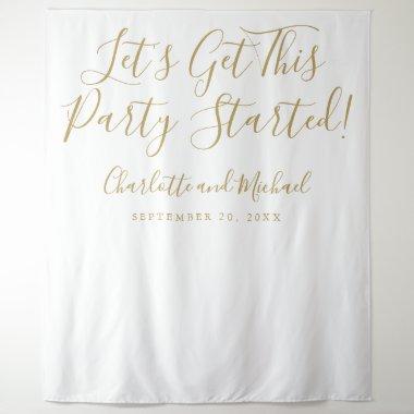 Party Started Script Gold Photo Backdrop