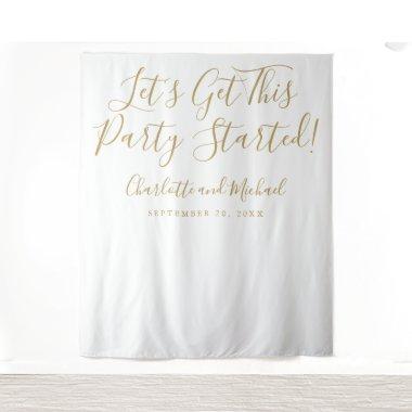 Party Started Script Gold Photo Backdrop