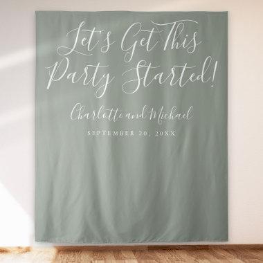 Party Started Script Sage Green Photo Backdrop