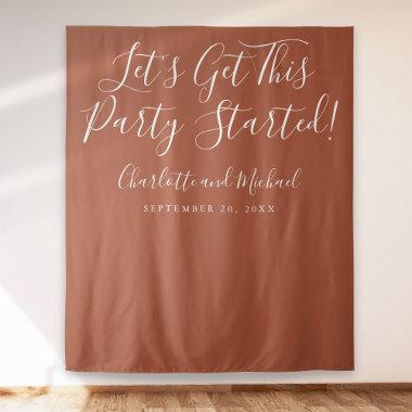 Party Started Script Terracotta Photo Backdrop