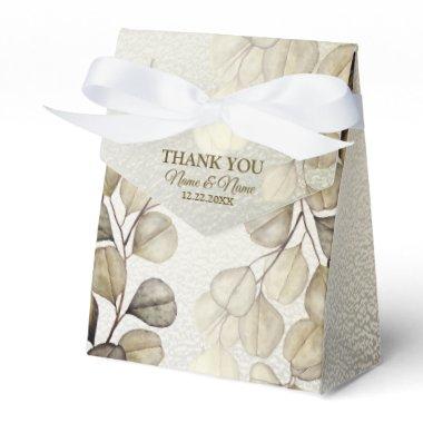 Party Watercolor Golden Eucalyptus Foliage Shiny Favor Boxes