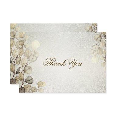 Party Watercolor Golden Eucalyptus Foliage Shiny Thank You