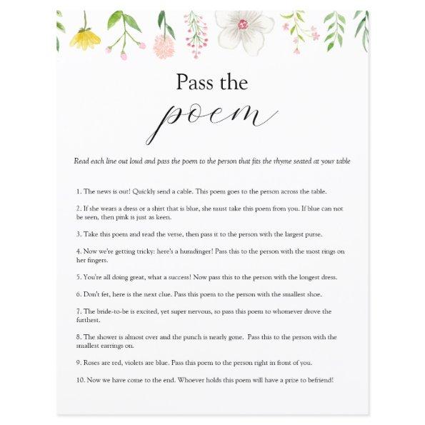 Pass the Poem  game
