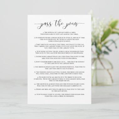 Pass the Poem Bridal Shower Game Invitations